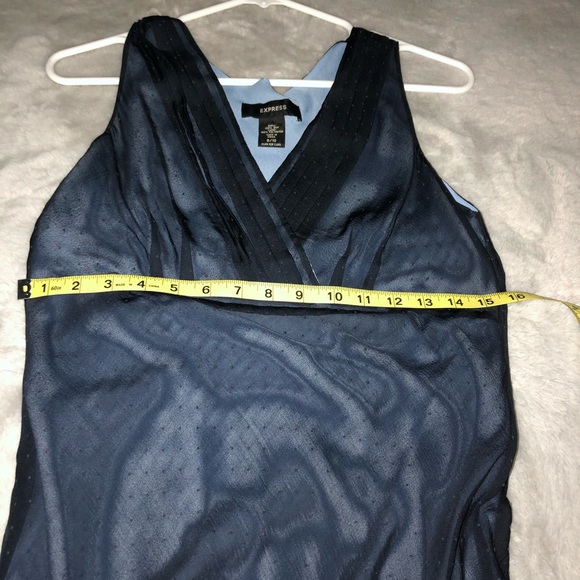 Express Dress V-Neck Sleeveless 100% Silk Blue - Picture 8 of 10